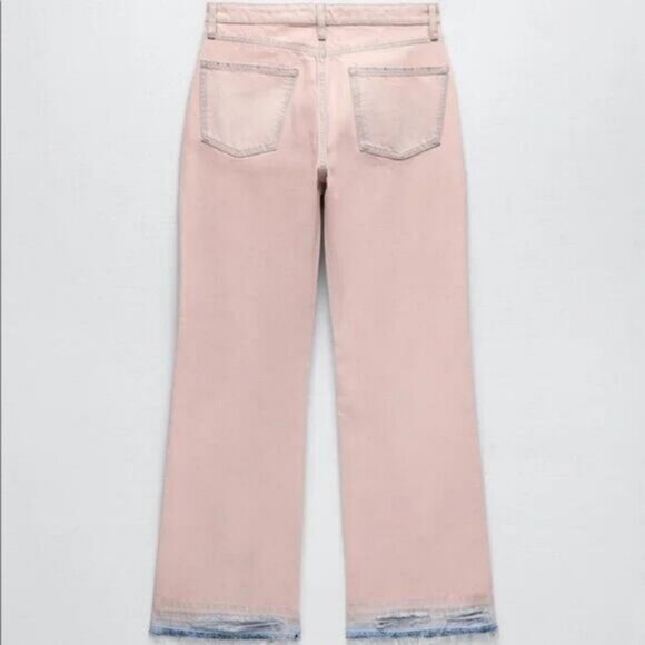 Zara Mid Rise Bootcut Jean Size 4 Pink Blue - Picture 7 of 11
